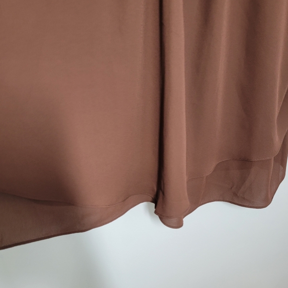 V-Neck Dress Blouse Brown 5X - Picture 7 of 7